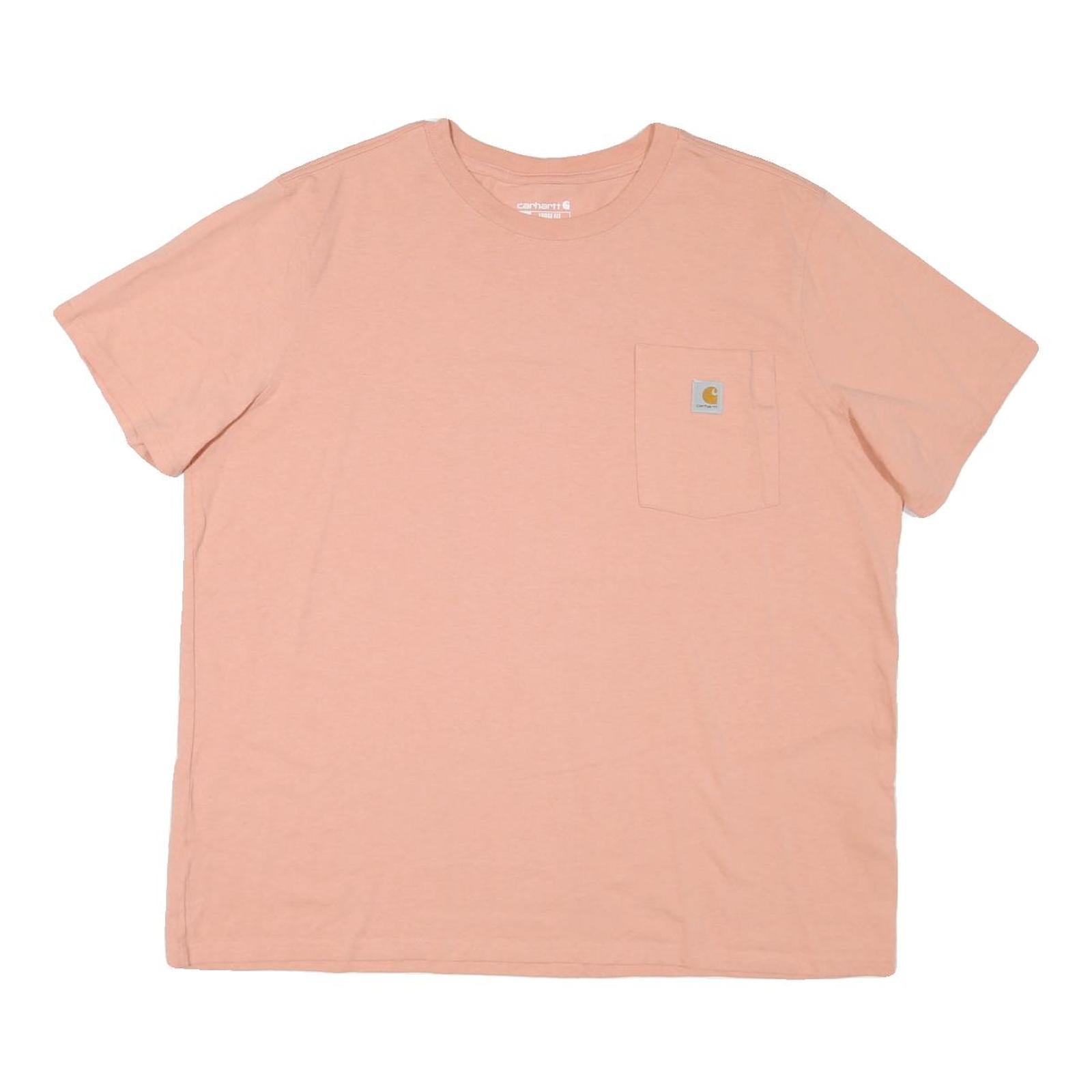 CARHARTT Womens Pink T-Shirt 2XL Short Sleeve Crew Neck Pocket Logo Cotton Blend