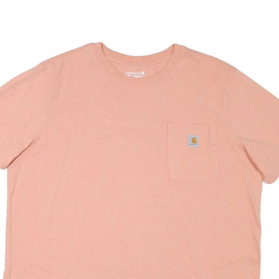 CARHARTT Womens Pink T-Shirt 2XL Short Sleeve Crew Neck Pocket Logo Cotton Blend