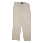 NAUTICA Mens Regular Fit Beige Cotton Blend Zip Trousers W34 L30 Classic Casual