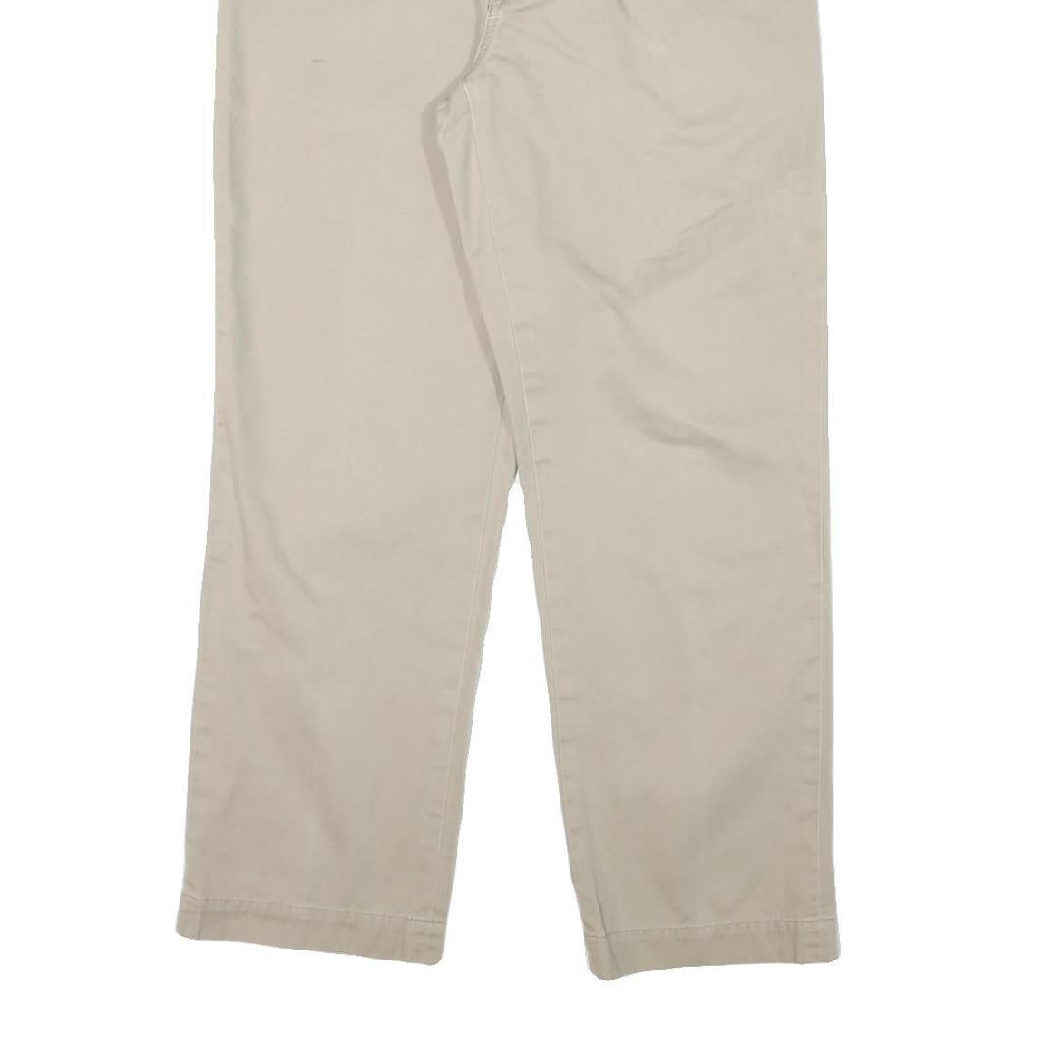 NAUTICA Mens Regular Fit Beige Cotton Blend Zip Trousers W34 L30 Classic Casual