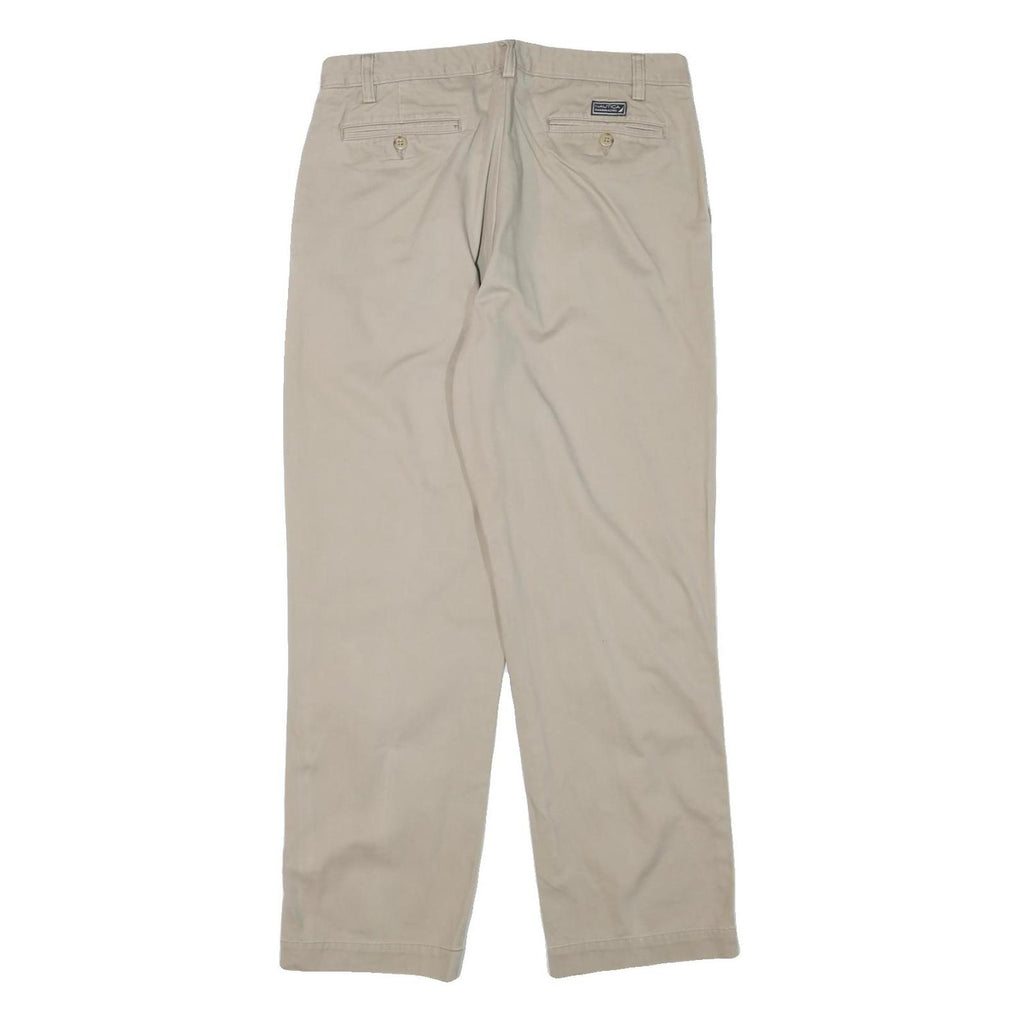 NAUTICA Mens Regular Fit Beige Cotton Blend Zip Trousers W34 L30 Classic Casual