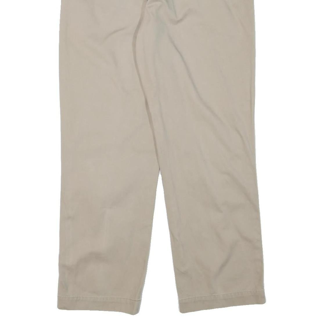 NAUTICA Mens Regular Fit Beige Cotton Blend Zip Trousers W34 L30 Classic Casual