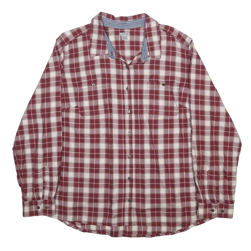 CARHARTT Womens Red & White Check Shirt 2XL Cotton Blend Casual Durable Workwear