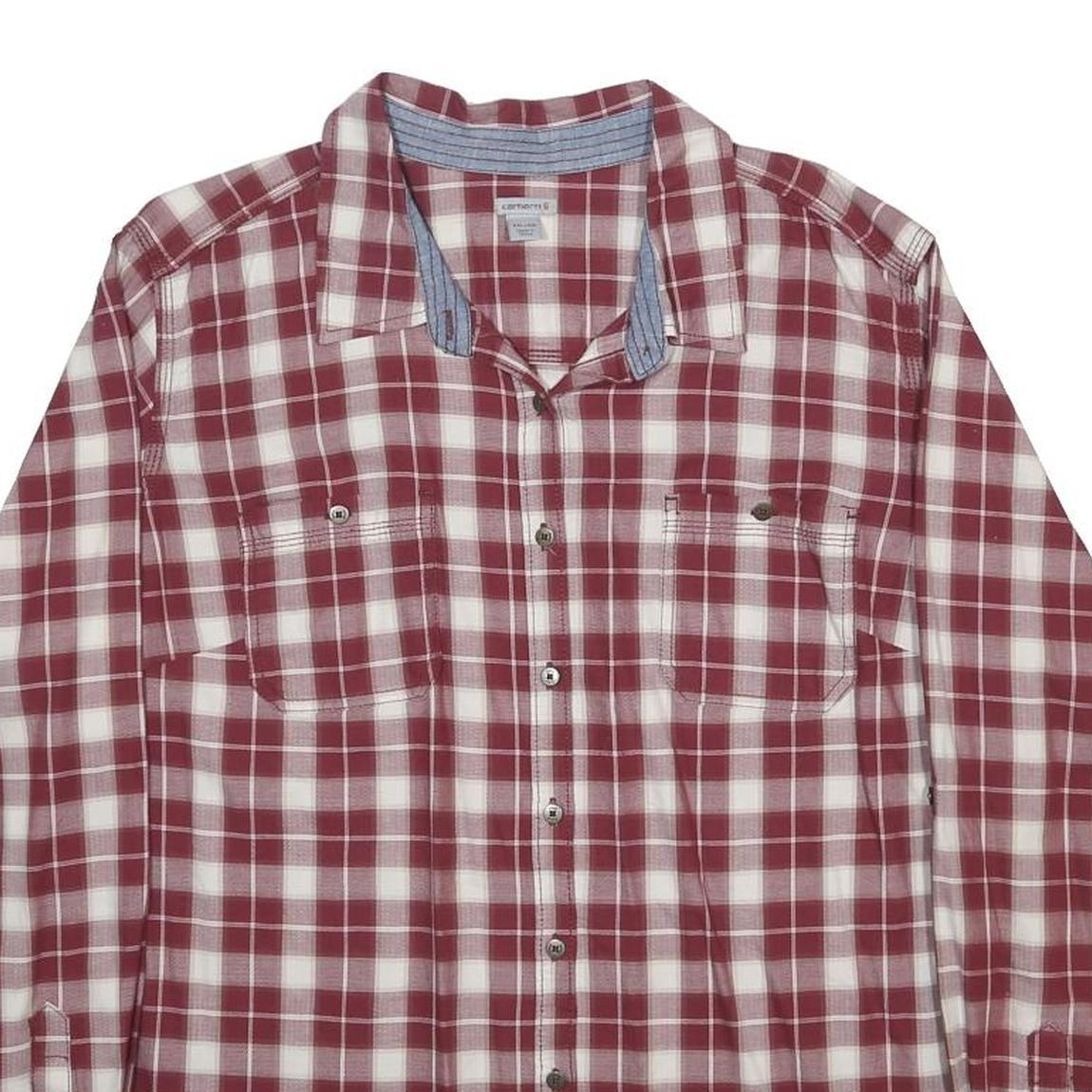 CARHARTT Womens Red & White Check Shirt 2XL Cotton Blend Casual Durable Workwear