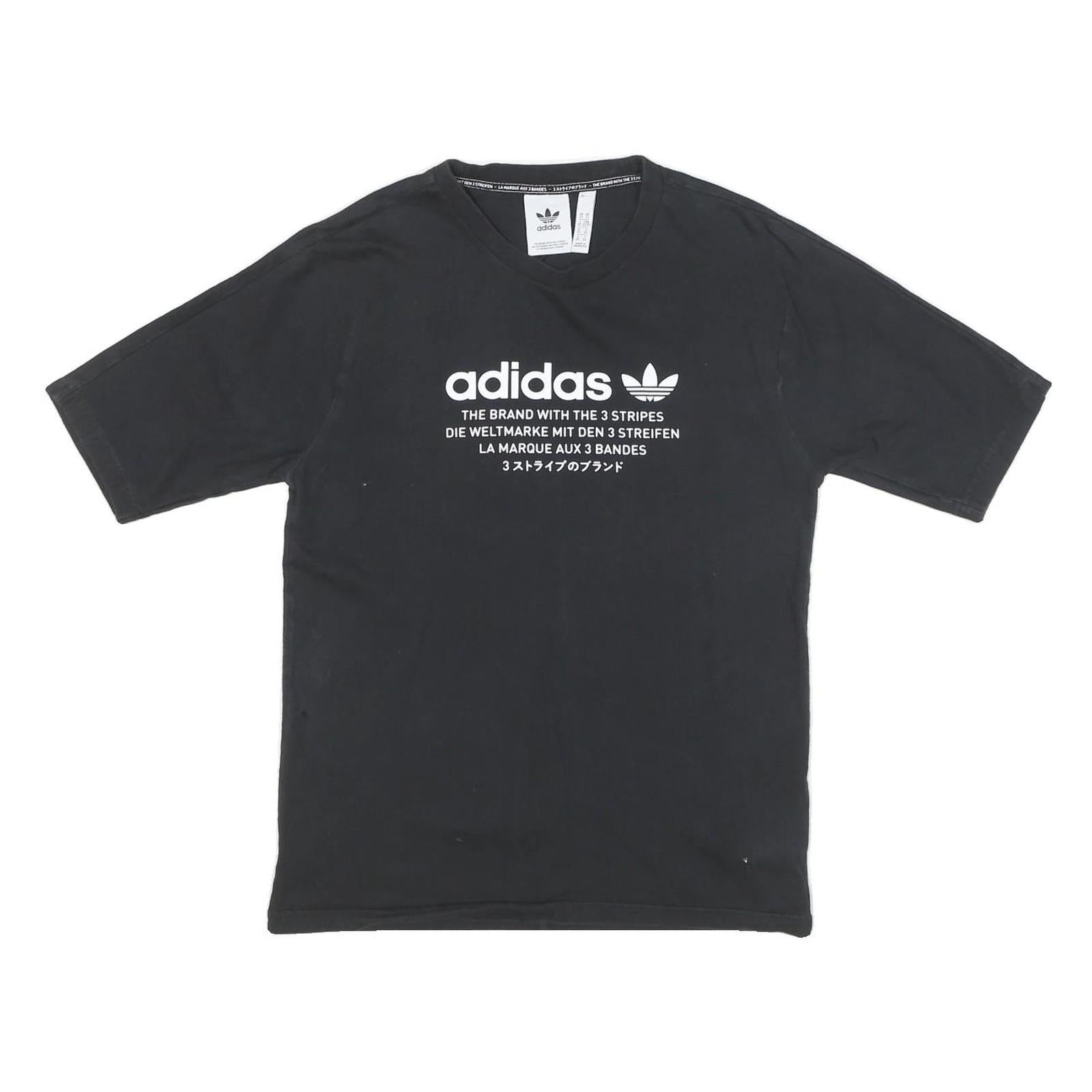 ADIDAS Mens Black Graphic T-Shirt XS Short Sleeve Crew Neck Cotton Blend