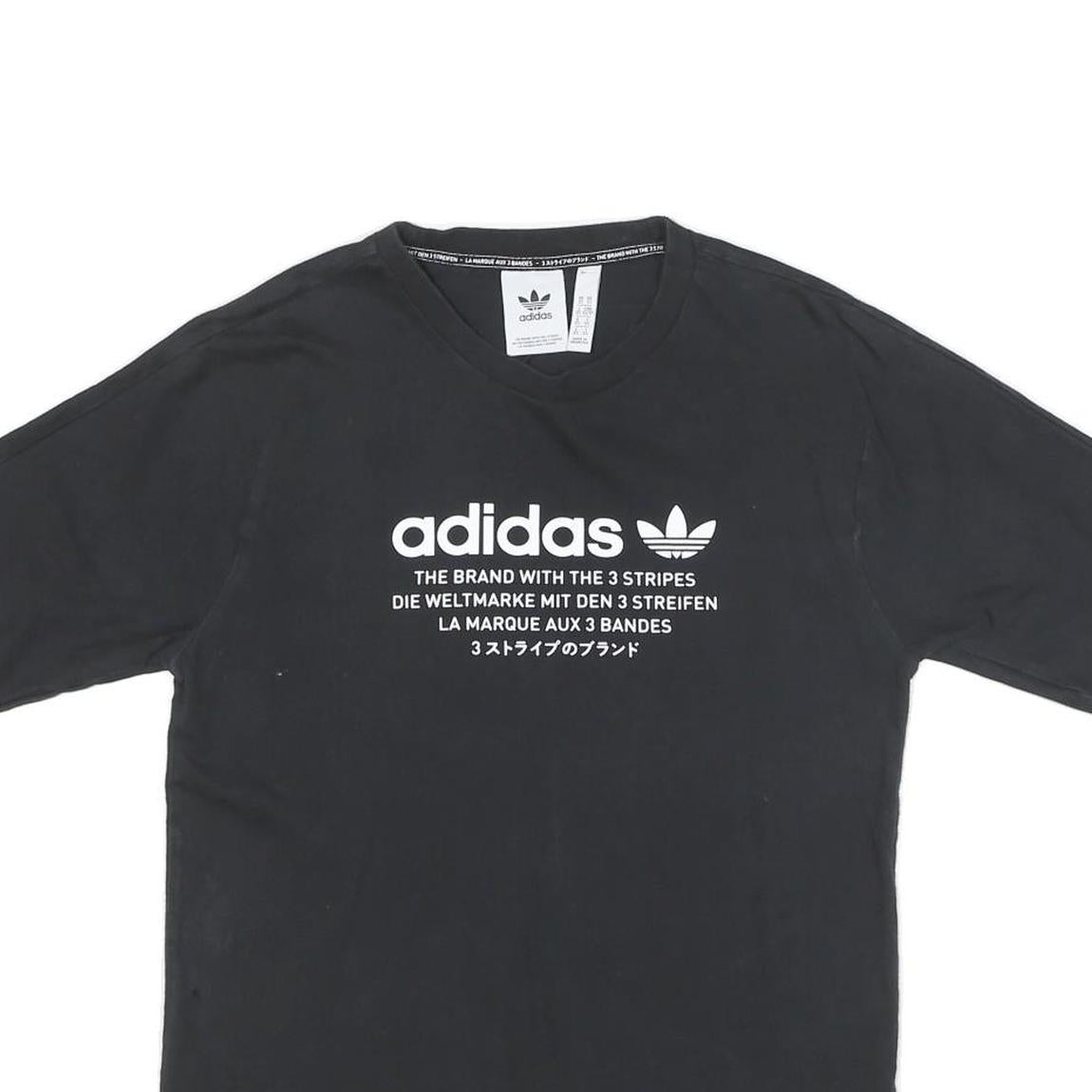 ADIDAS Mens Black Graphic T-Shirt XS Short Sleeve Crew Neck Cotton Blend