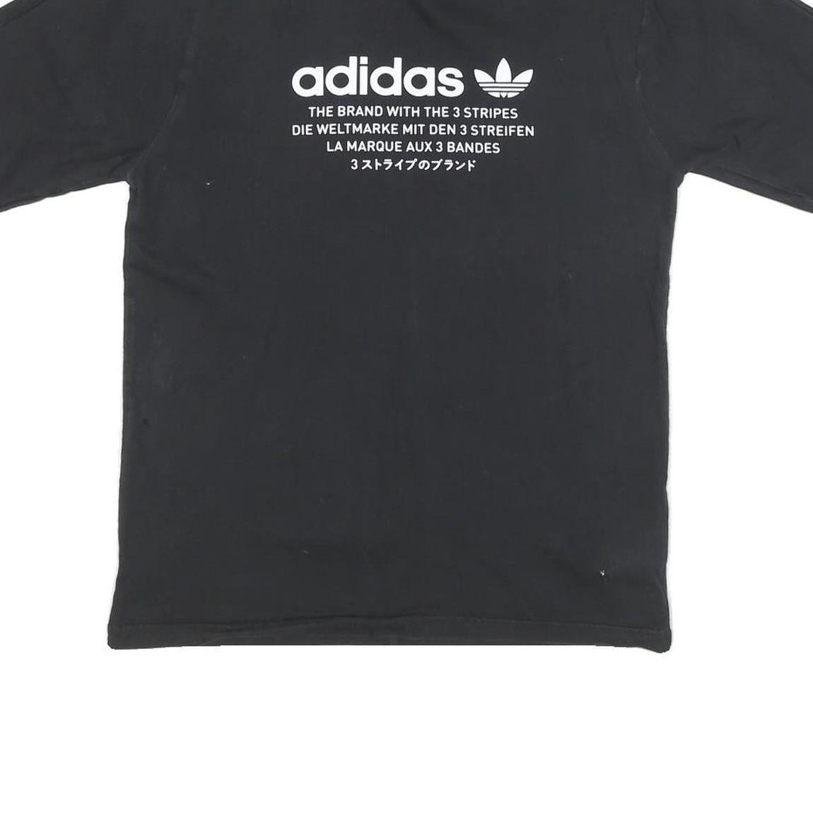 ADIDAS Mens Black Graphic T-Shirt XS Short Sleeve Crew Neck Cotton Blend