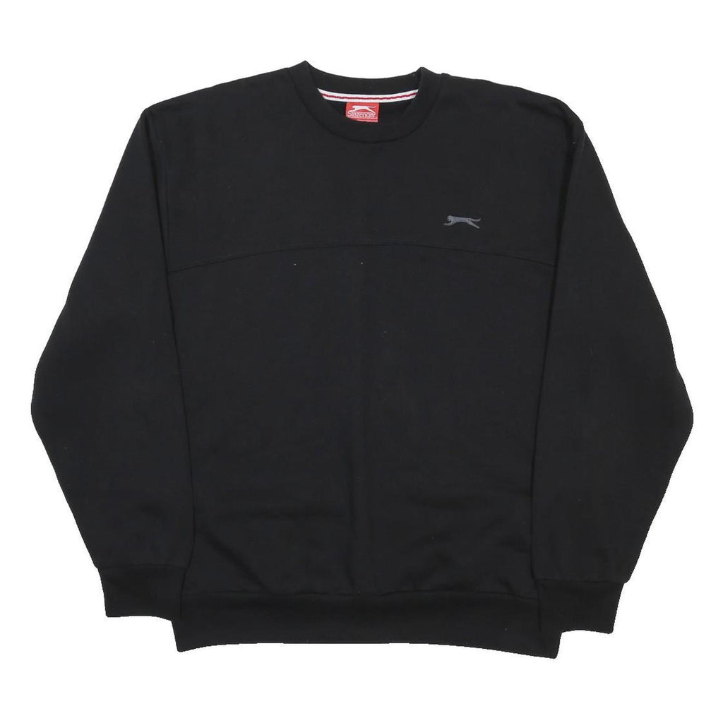 SLAZENGER Mens Black Sweatshirt XL Crew Neck Cotton Blend Pullover Casual