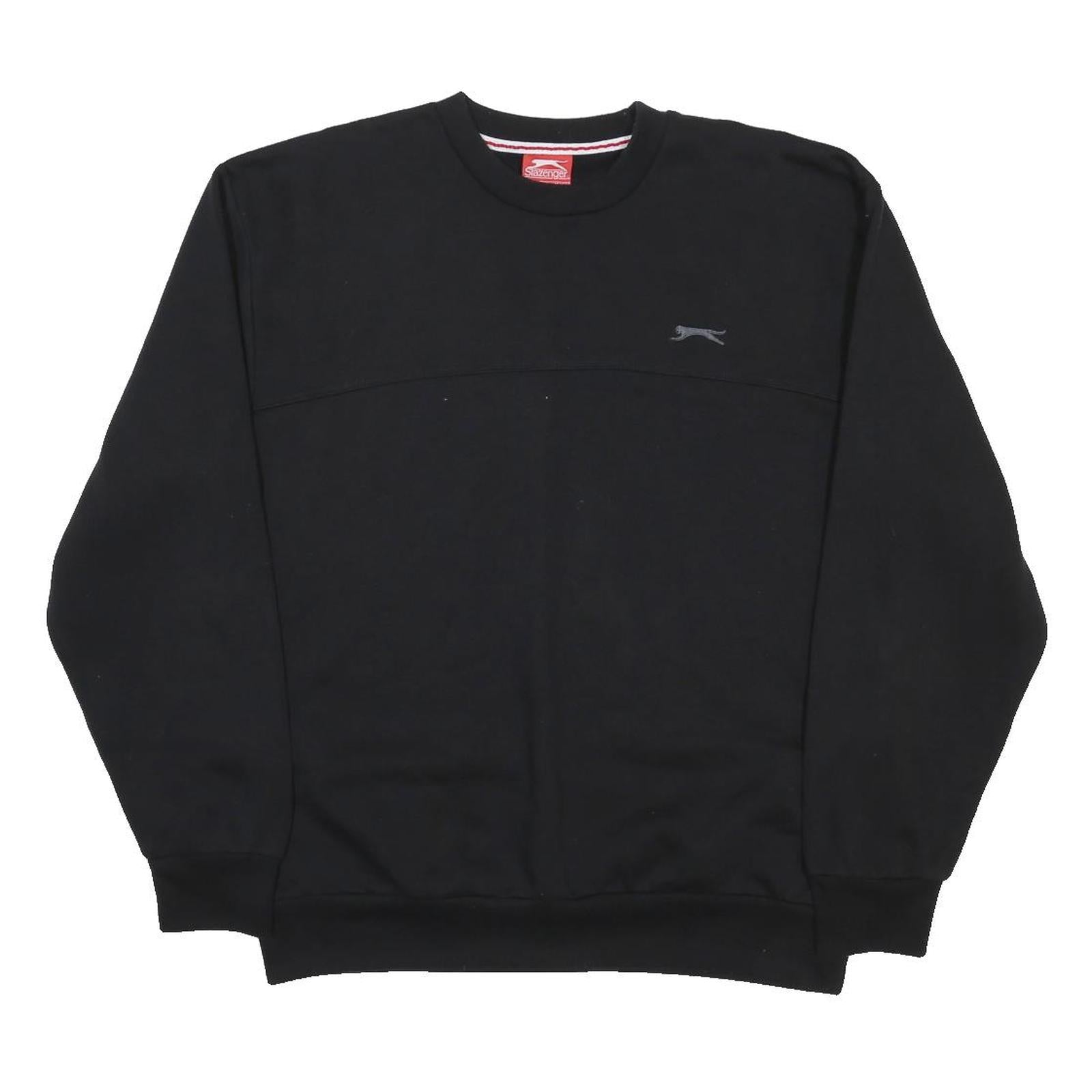 SLAZENGER Mens Black Sweatshirt XL Crew Neck Cotton Blend Pullover Casual