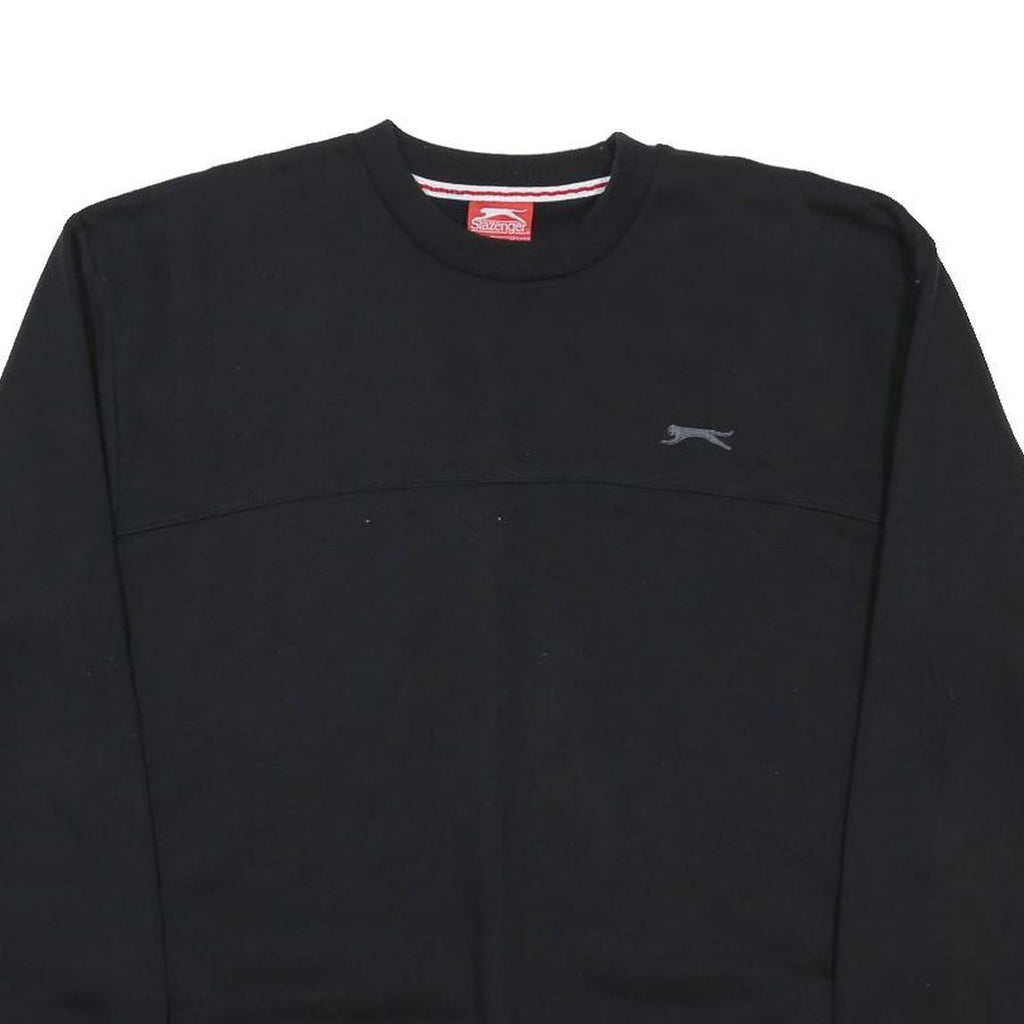 SLAZENGER Mens Black Sweatshirt XL Crew Neck Cotton Blend Pullover Casual