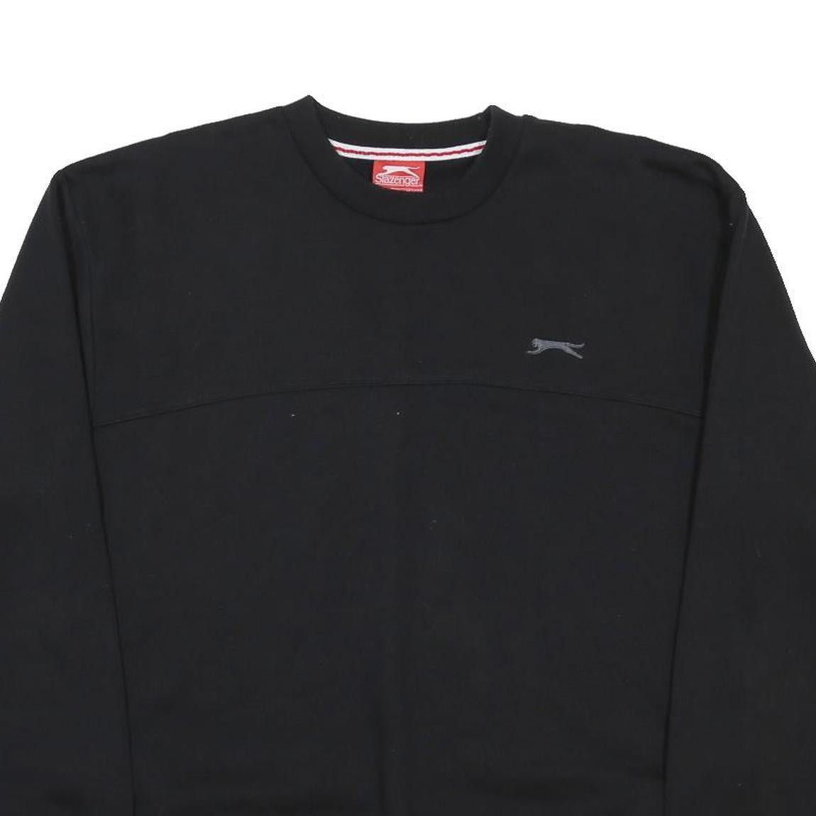 SLAZENGER Mens Black Sweatshirt XL Crew Neck Cotton Blend Pullover Casual