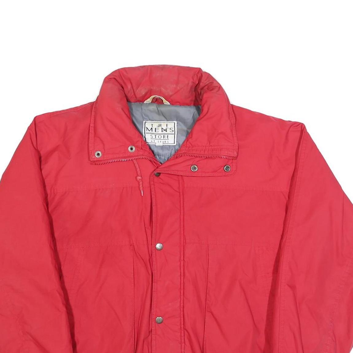 SEARS Mens Red Outdoor Jacket M Polyester Blend Woven Plain Zip Relaxed Fit