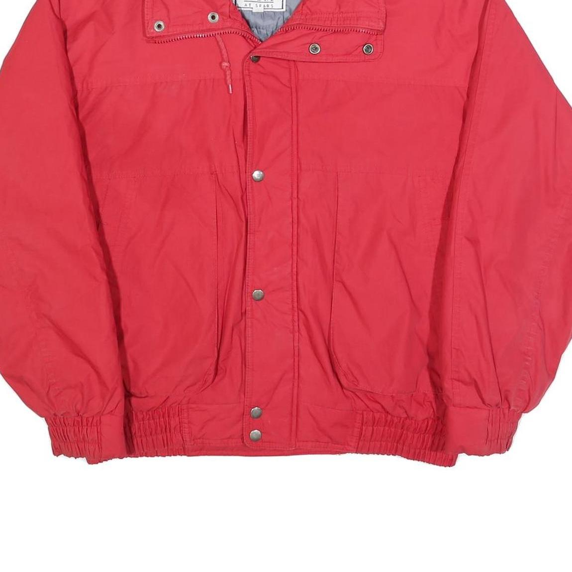 SEARS Mens Red Outdoor Jacket M Polyester Blend Woven Plain Zip Relaxed Fit