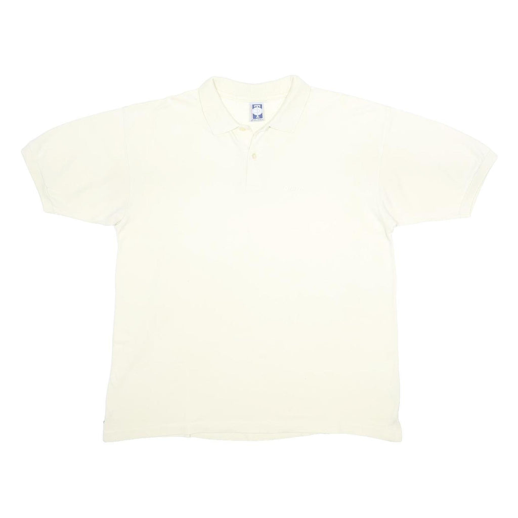 LOTTO Mens Cream Polo Shirt 2XL Cotton Blend Basic Short Sleeve Plain