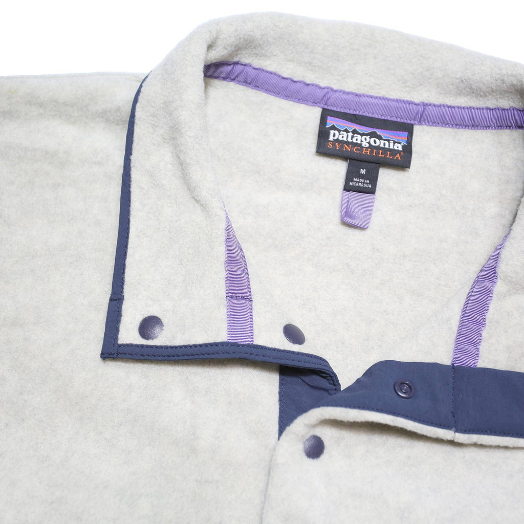 PATAGONIA Synchilla Mens Cream & Navy Plain Pullover Basic Knit M Outdoor Jumper