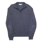 CALVIN KLEIN Mens Blue Plain Pullover Round Neck Basic Knit L Jumper Cotton