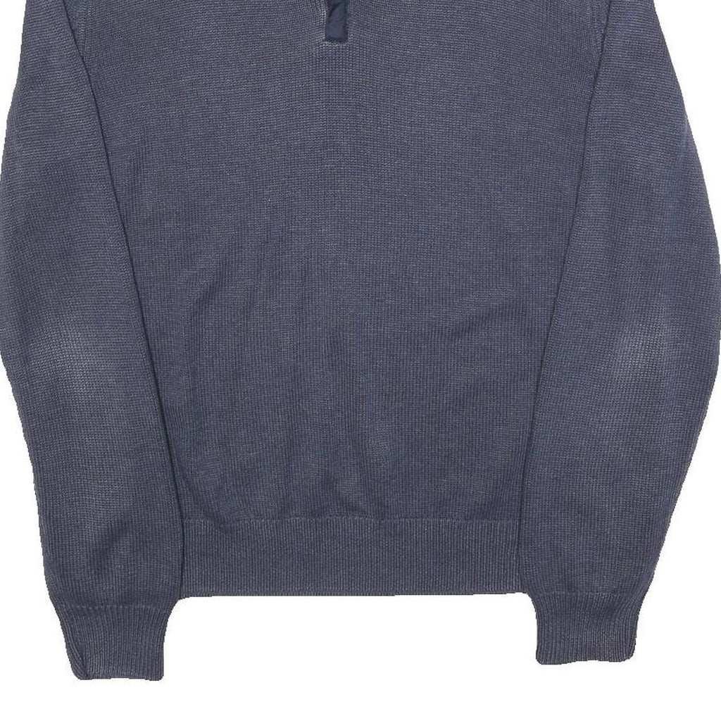 CALVIN KLEIN Mens Blue Plain Pullover Round Neck Basic Knit L Jumper Cotton