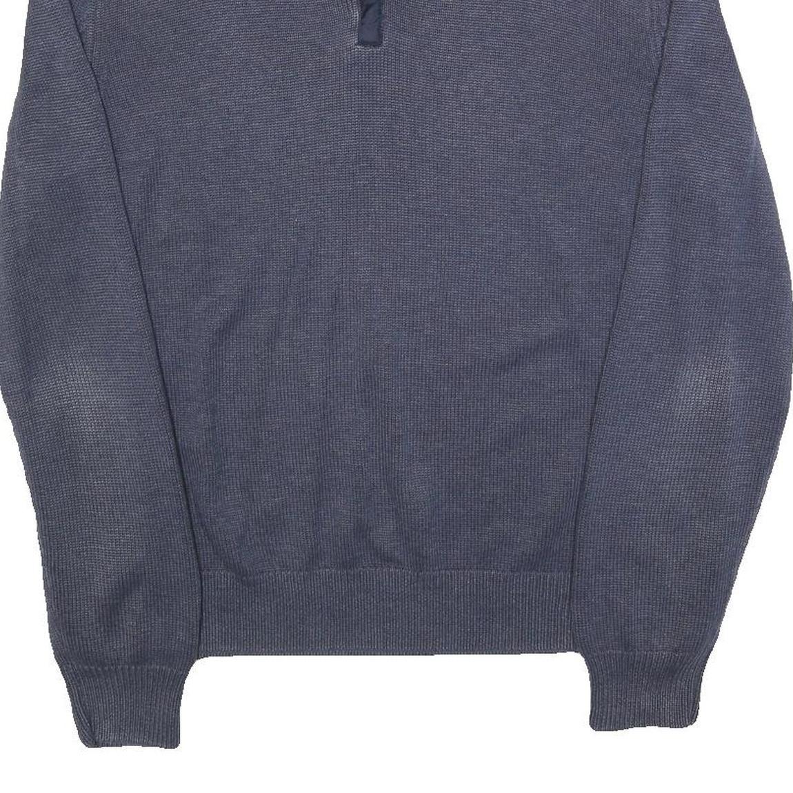 CALVIN KLEIN Mens Blue Plain Pullover Round Neck Basic Knit L Jumper Cotton