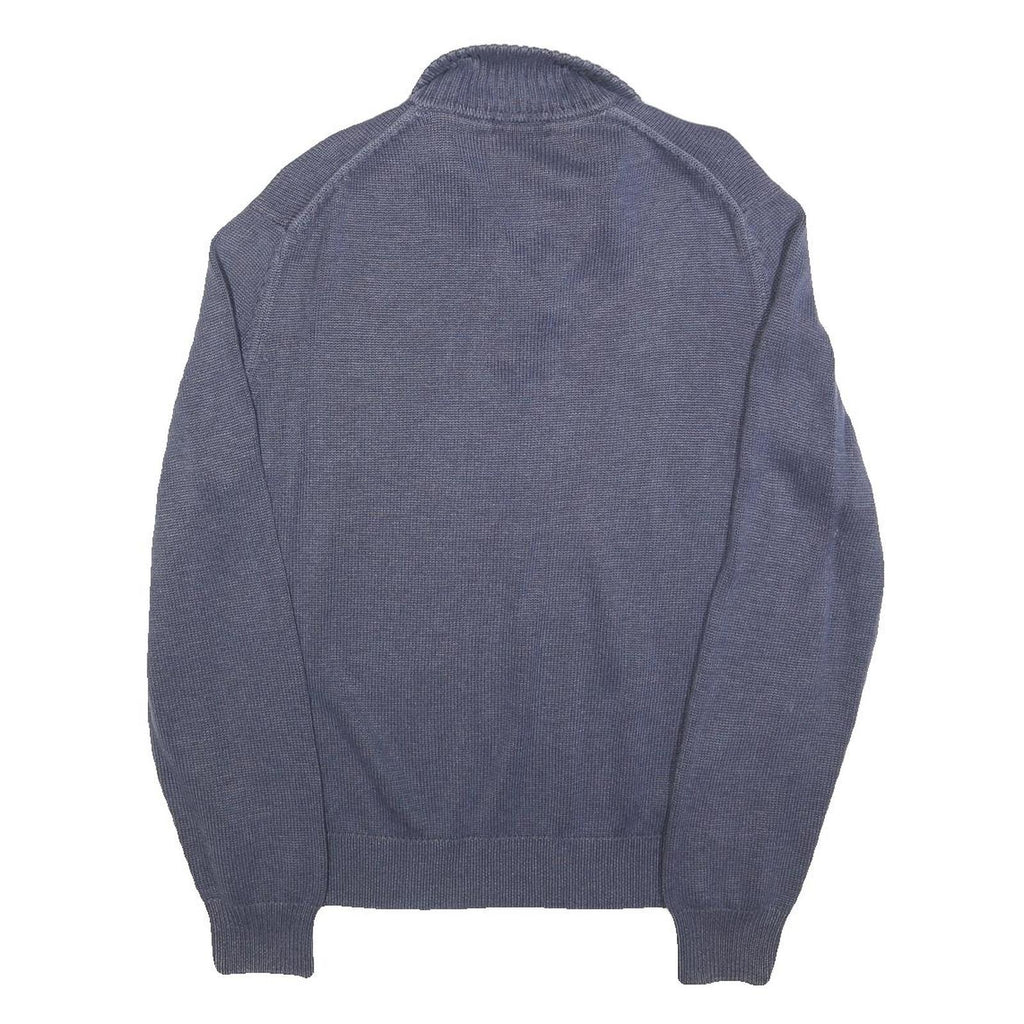 CALVIN KLEIN Mens Blue Plain Pullover Round Neck Basic Knit L Jumper Cotton