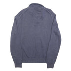 CALVIN KLEIN Mens Blue Plain Pullover Round Neck Basic Knit L Jumper Cotton
