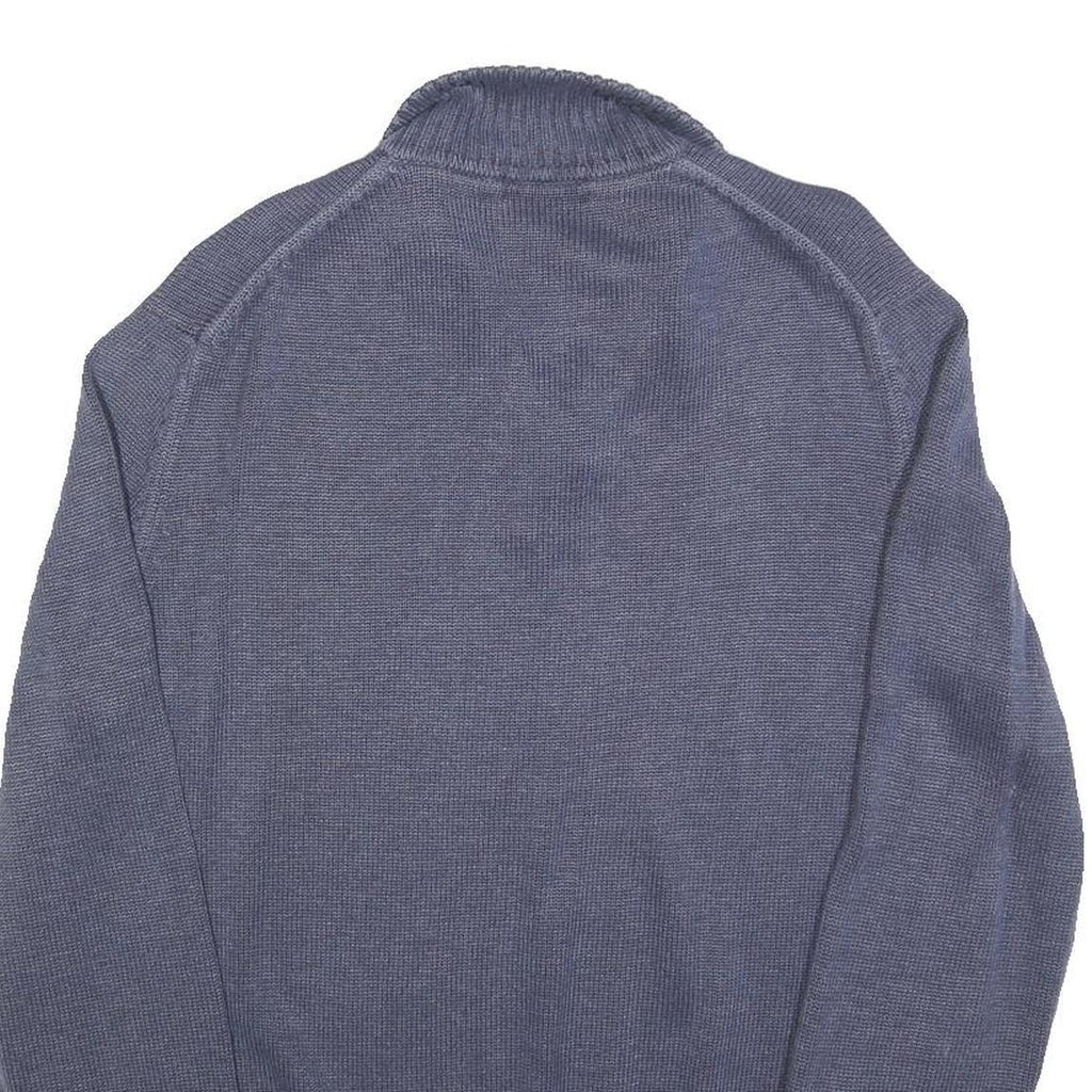 CALVIN KLEIN Mens Blue Plain Pullover Round Neck Basic Knit L Jumper Cotton