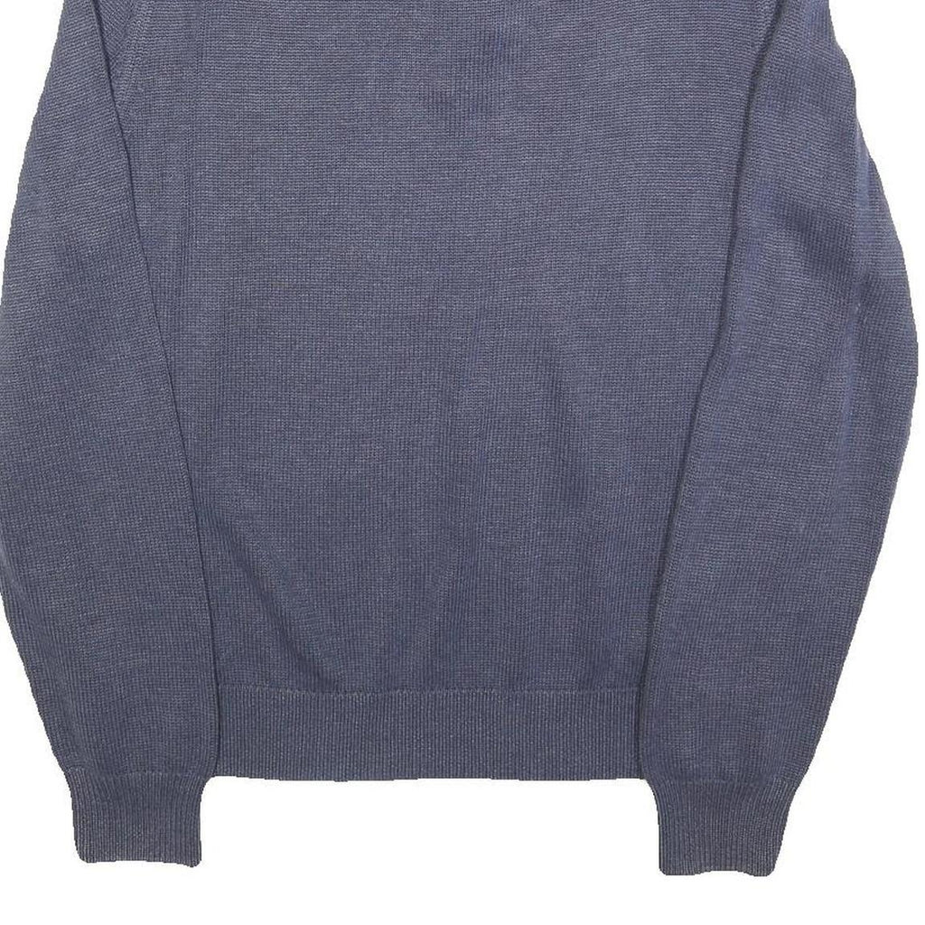 CALVIN KLEIN Mens Blue Plain Pullover Round Neck Basic Knit L Jumper Cotton