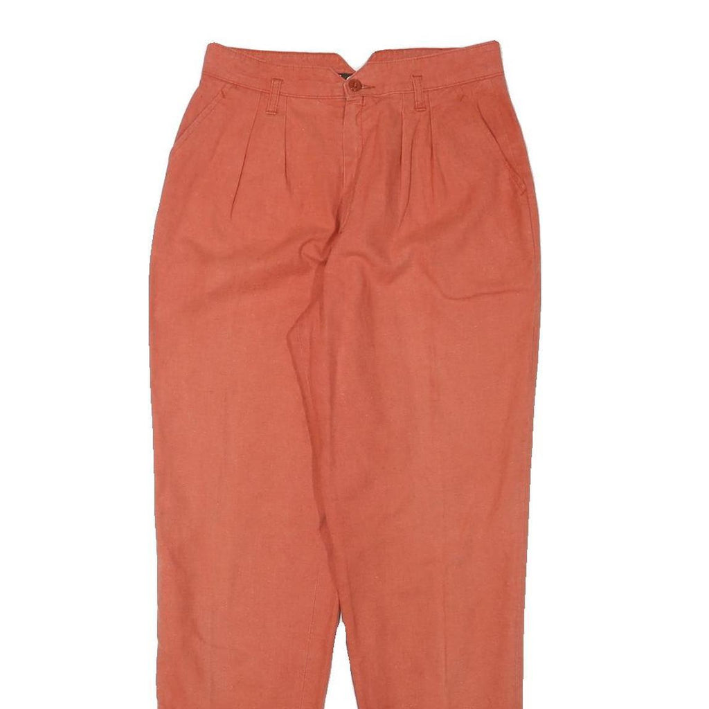 MARIES Womens Linen Blend Slim Coral Trousers W26 L28 Stylish Zip Closure