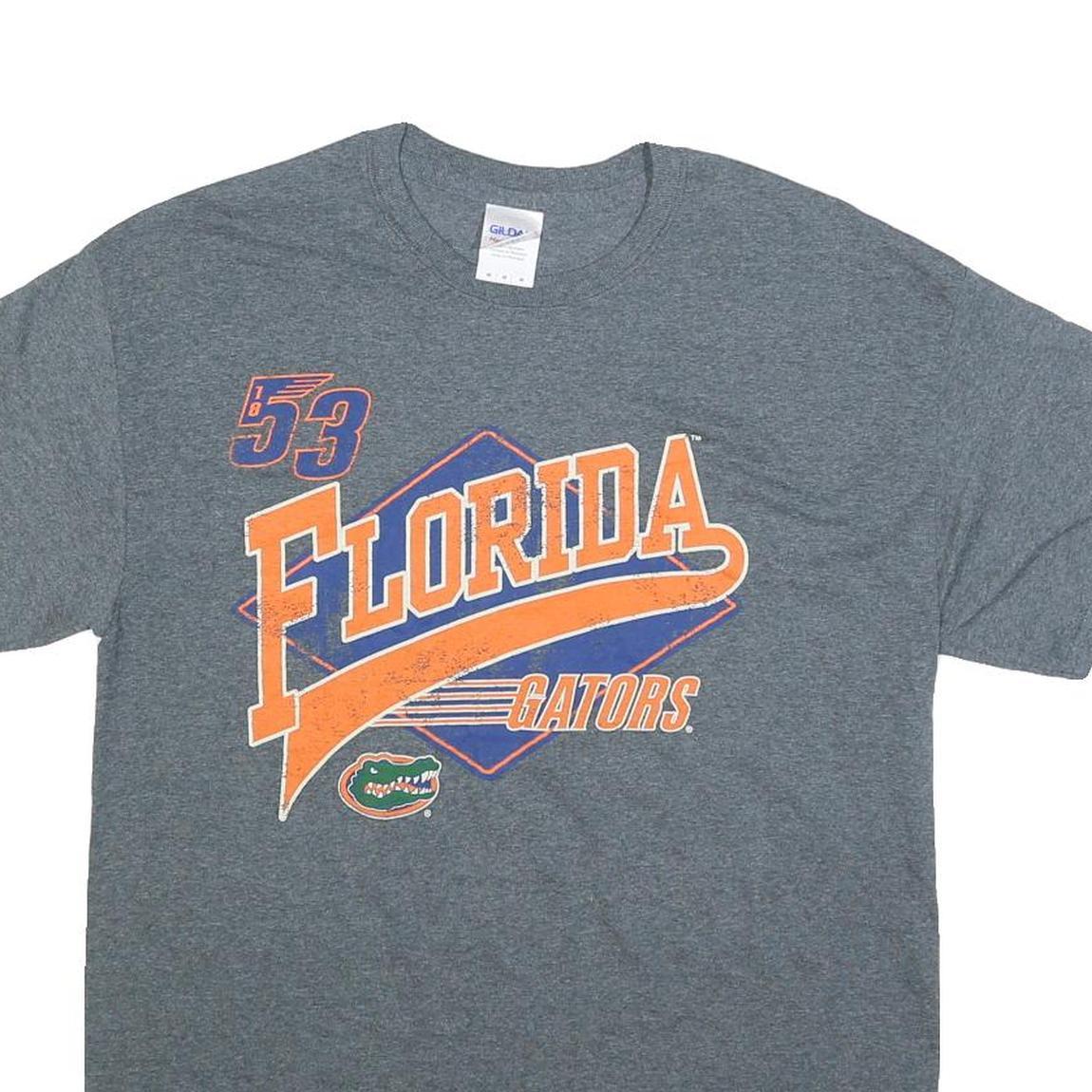 GILDAN Mens Grey Florida Gators Graphic T-Shirt M Short Sleeve Crew Neck