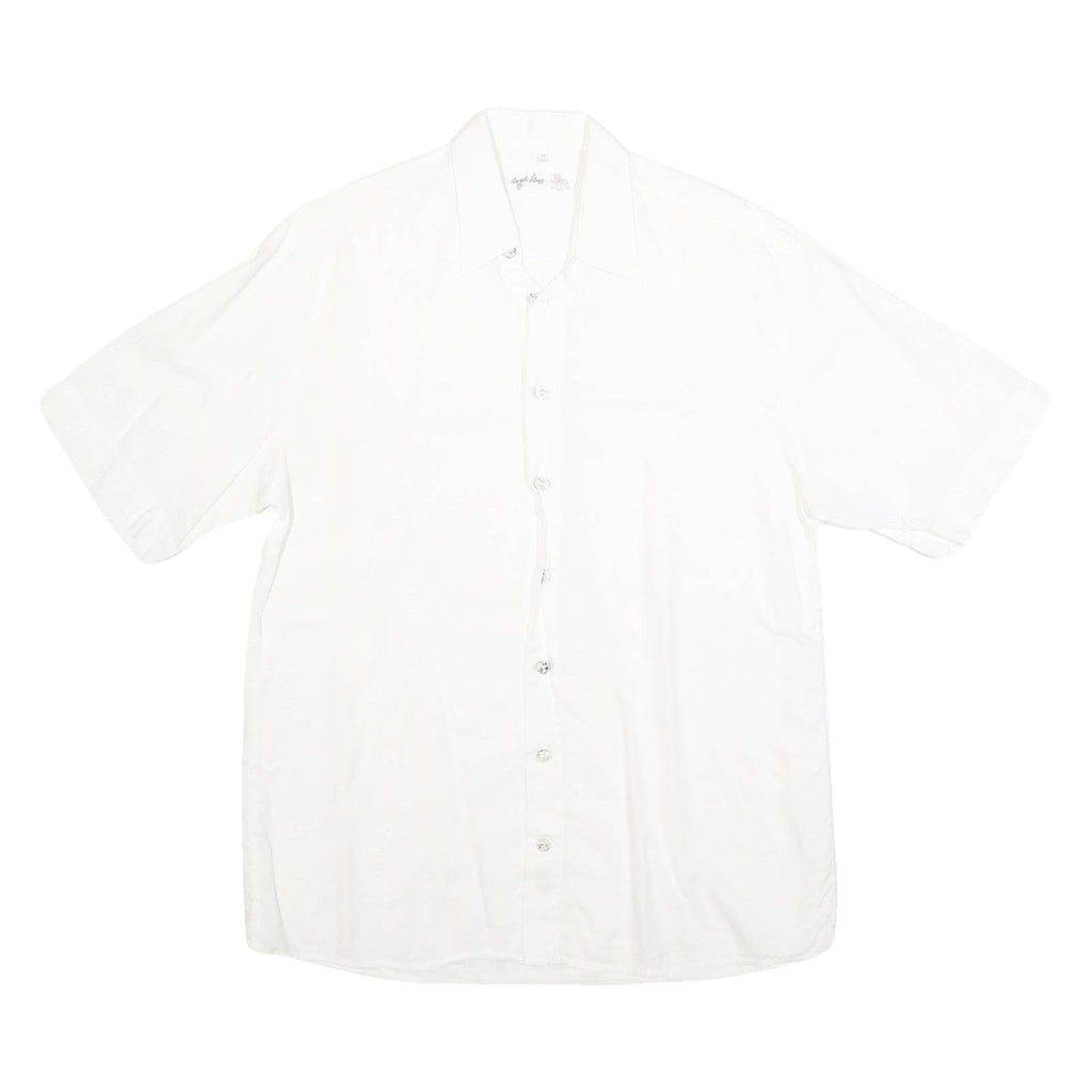 ANGELO LITRICO Mens White Cotton Blend Shirt M Short Sleeve Casual Summer