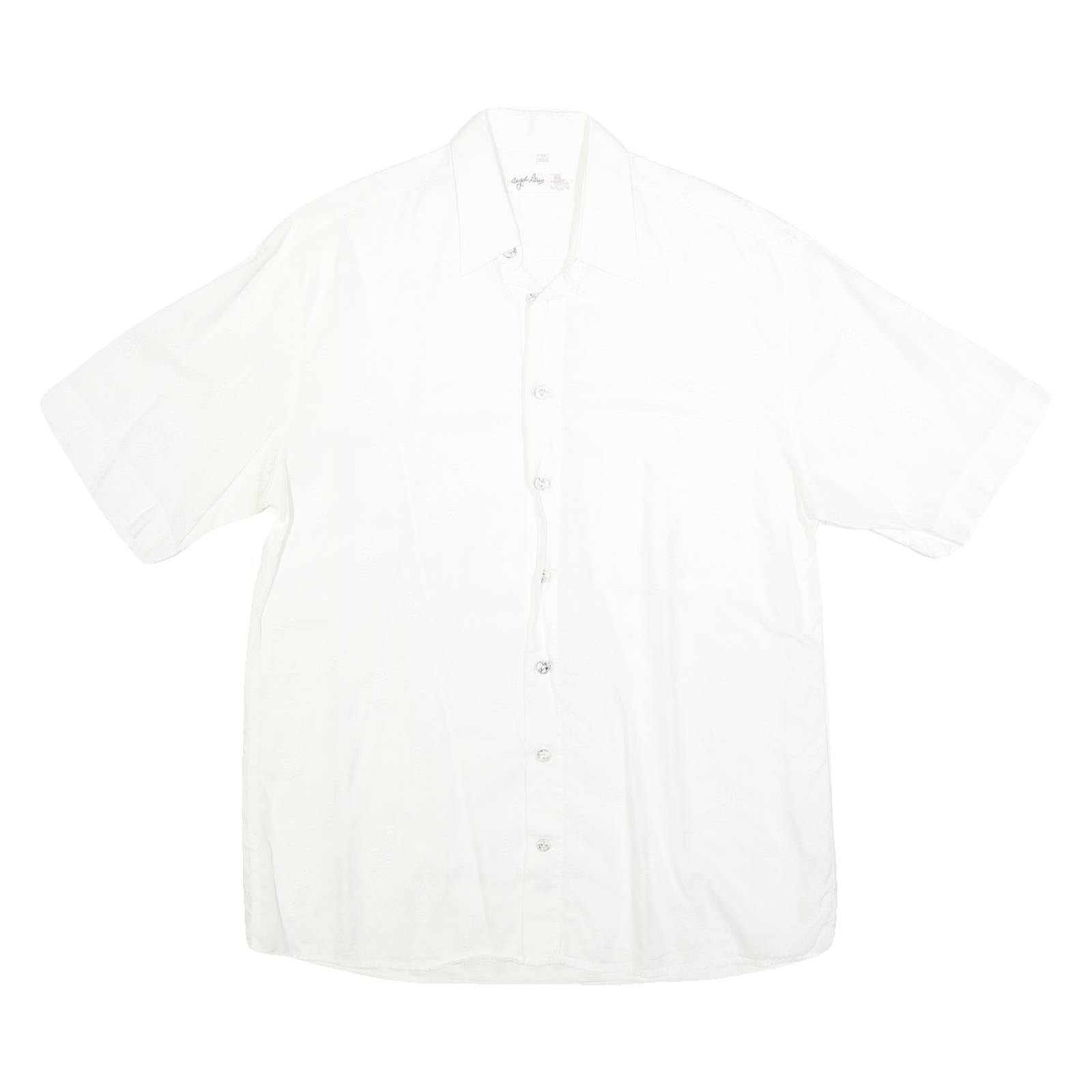 ANGELO LITRICO Mens White Cotton Blend Shirt M Short Sleeve Casual Summer