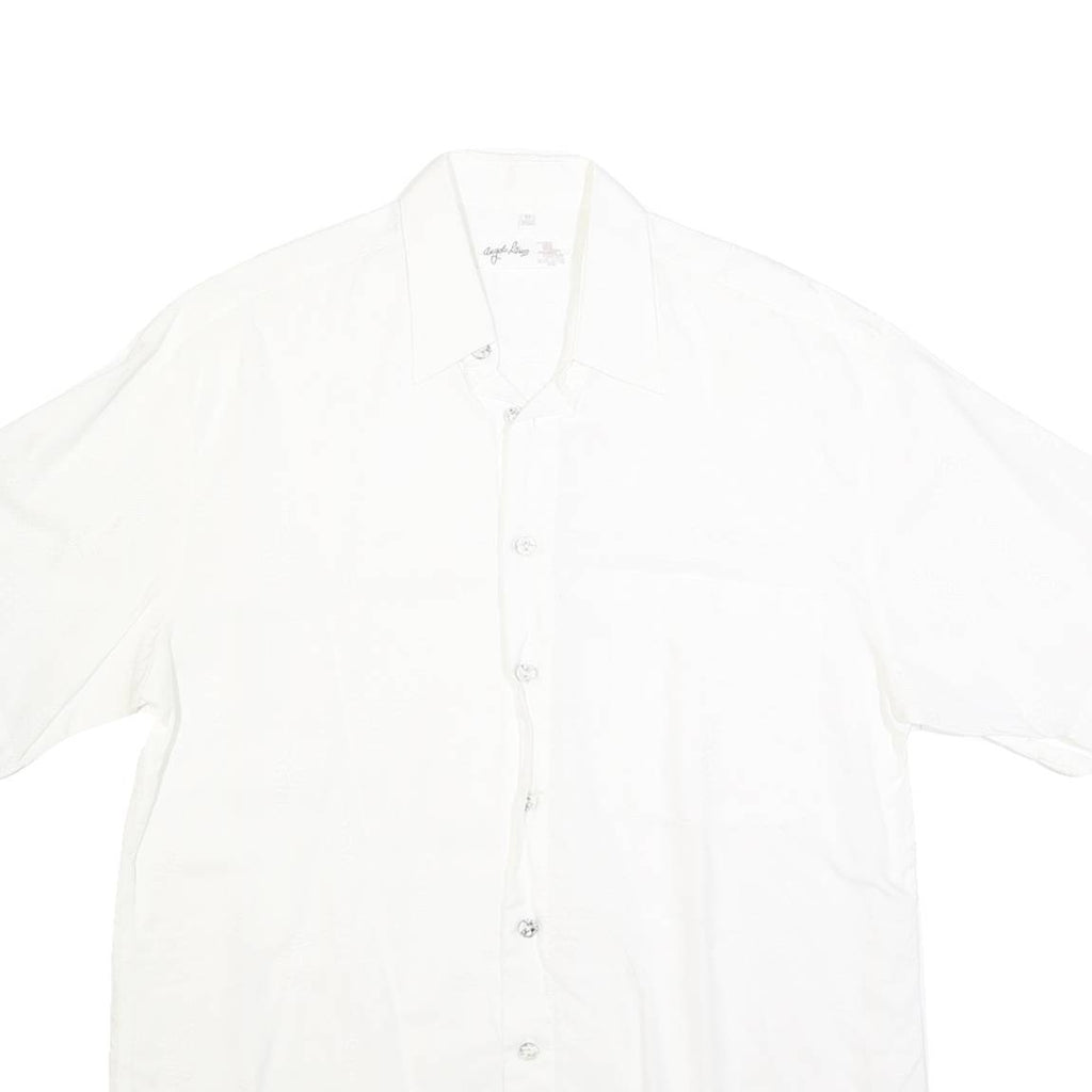 ANGELO LITRICO Mens White Cotton Blend Shirt M Short Sleeve Casual Summer
