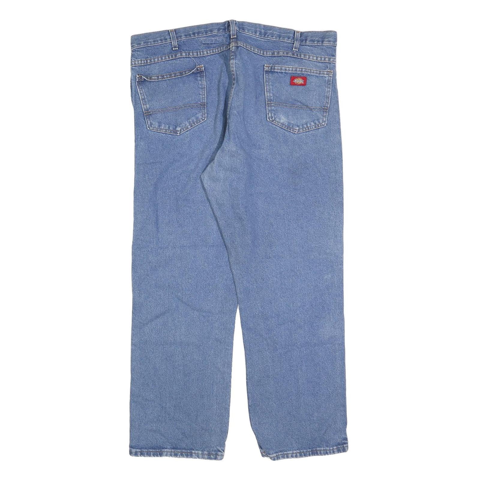 DICKIES Mens Relaxed Blue Denim Jeans W40 L30 Classic Cotton Blend Zip Pockets