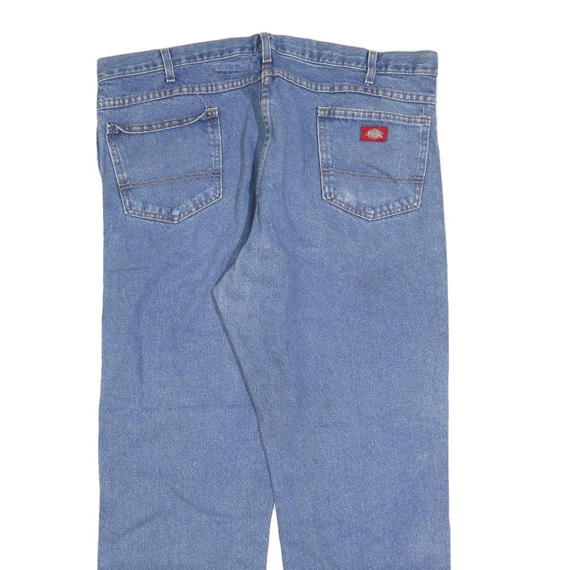 DICKIES Mens Relaxed Blue Denim Jeans W40 L30 Classic Cotton Blend Zip Pockets