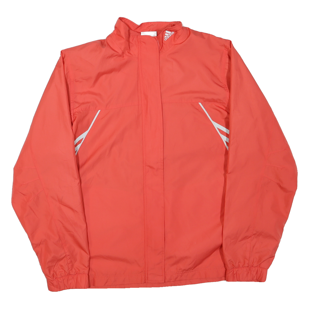 ADIDAS Womens Red Lightweight Sports Jacket L Polyester Plain Zip Activewear