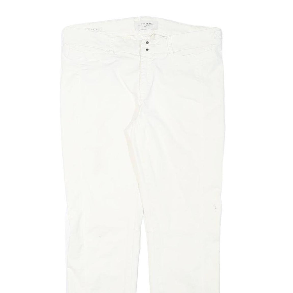 WEEKEND MAX MARA Womens Cotton Blend White Slim Tapered Trousers W32 L27 Stylish