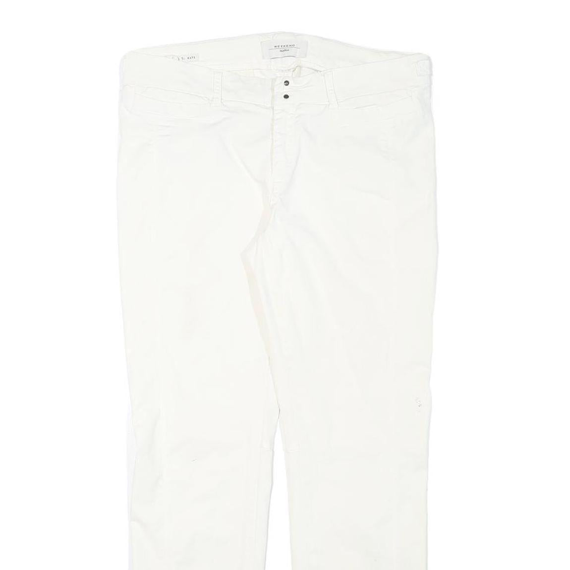 WEEKEND MAX MARA Womens Cotton Blend White Slim Tapered Trousers W32 L27 Stylish
