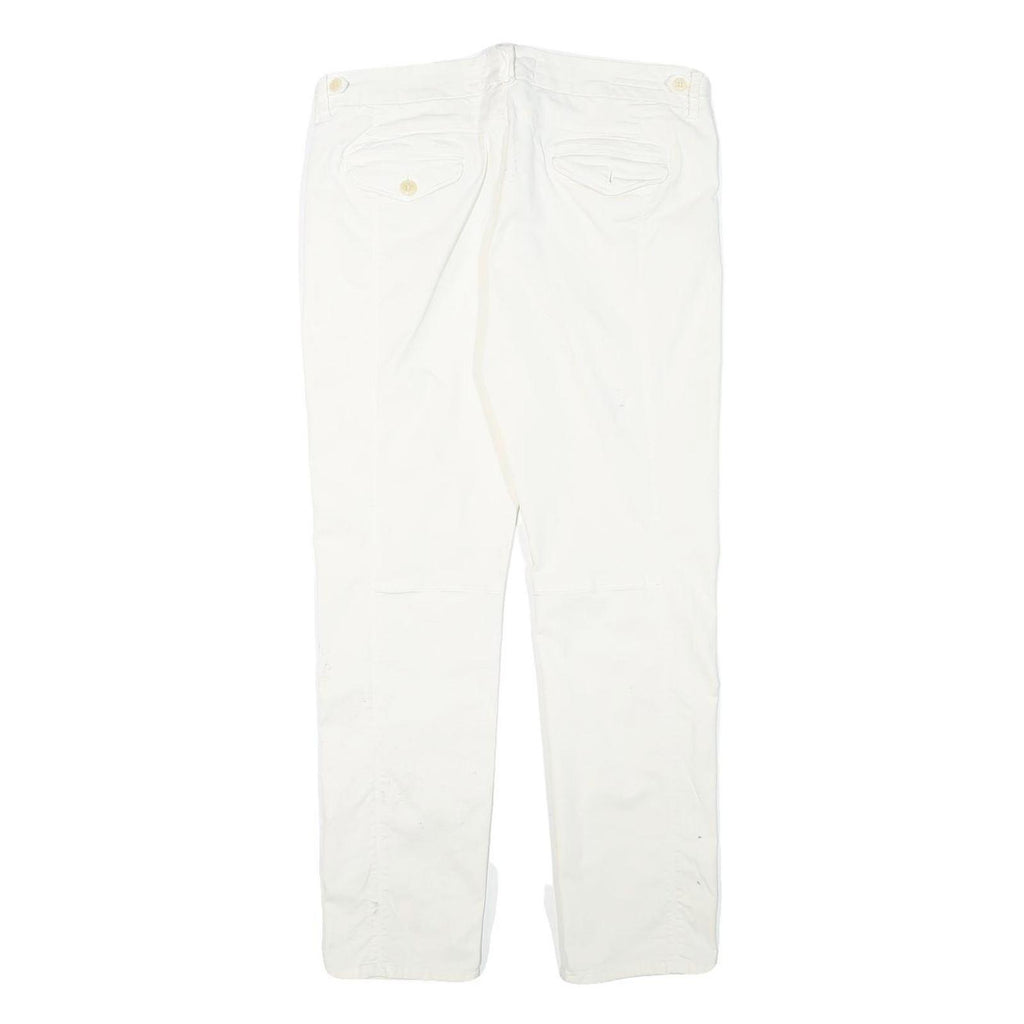 WEEKEND MAX MARA Womens Cotton Blend White Slim Tapered Trousers W32 L27 Stylish