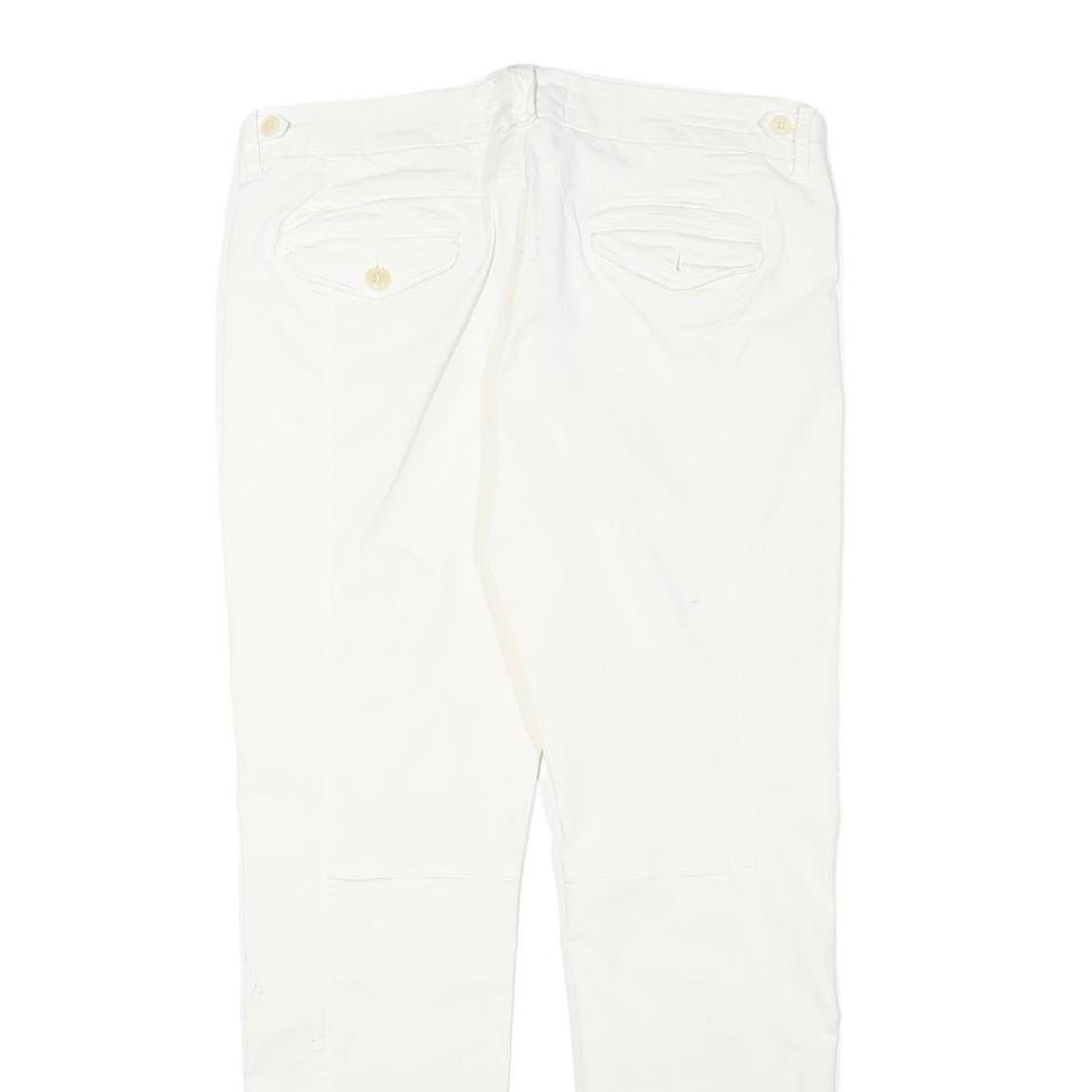 WEEKEND MAX MARA Womens Cotton Blend White Slim Tapered Trousers W32 L27 Stylish