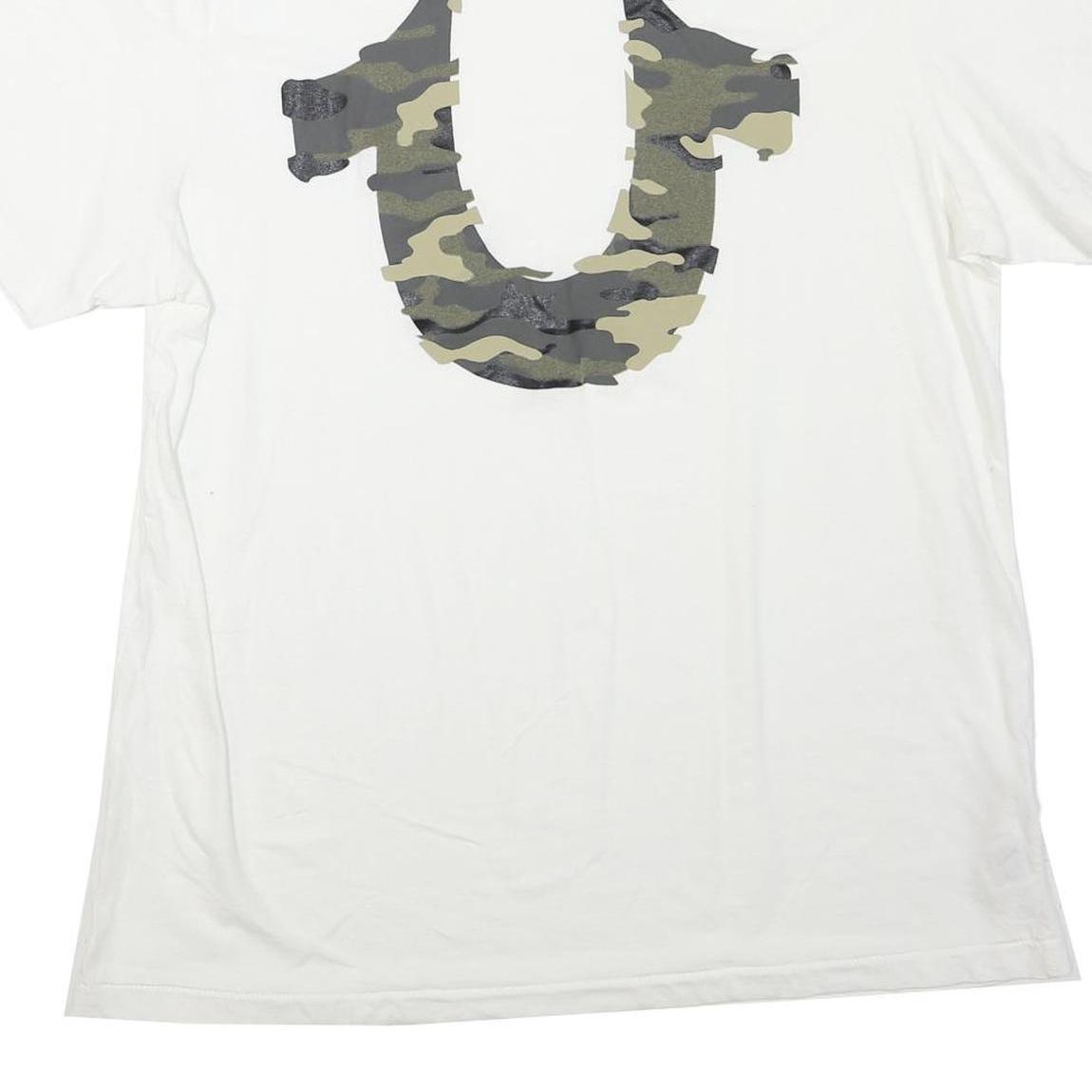 TRUE RELIGION Mens White Camouflage Horseshoe Graphic T-Shirt XL Short Sleeve