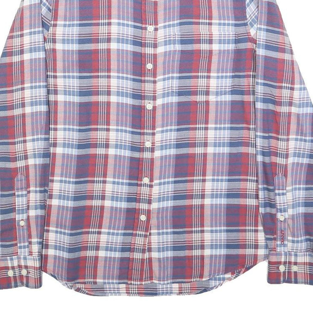 GANT Womens Red & Blue Check Shirt UK 12 Classic Cotton Blend Button Up