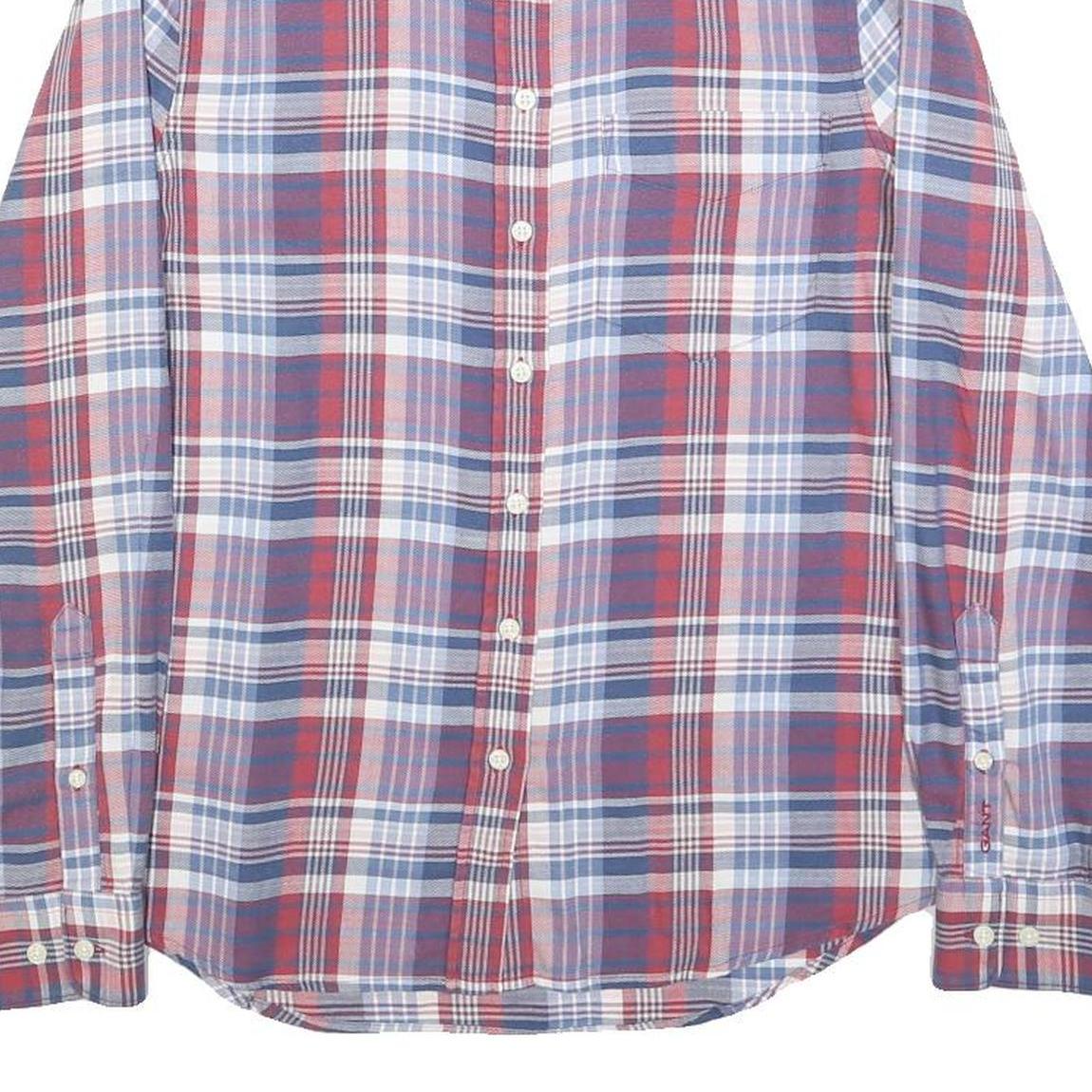 GANT Womens Red & Blue Check Shirt UK 12 Classic Cotton Blend Button Up