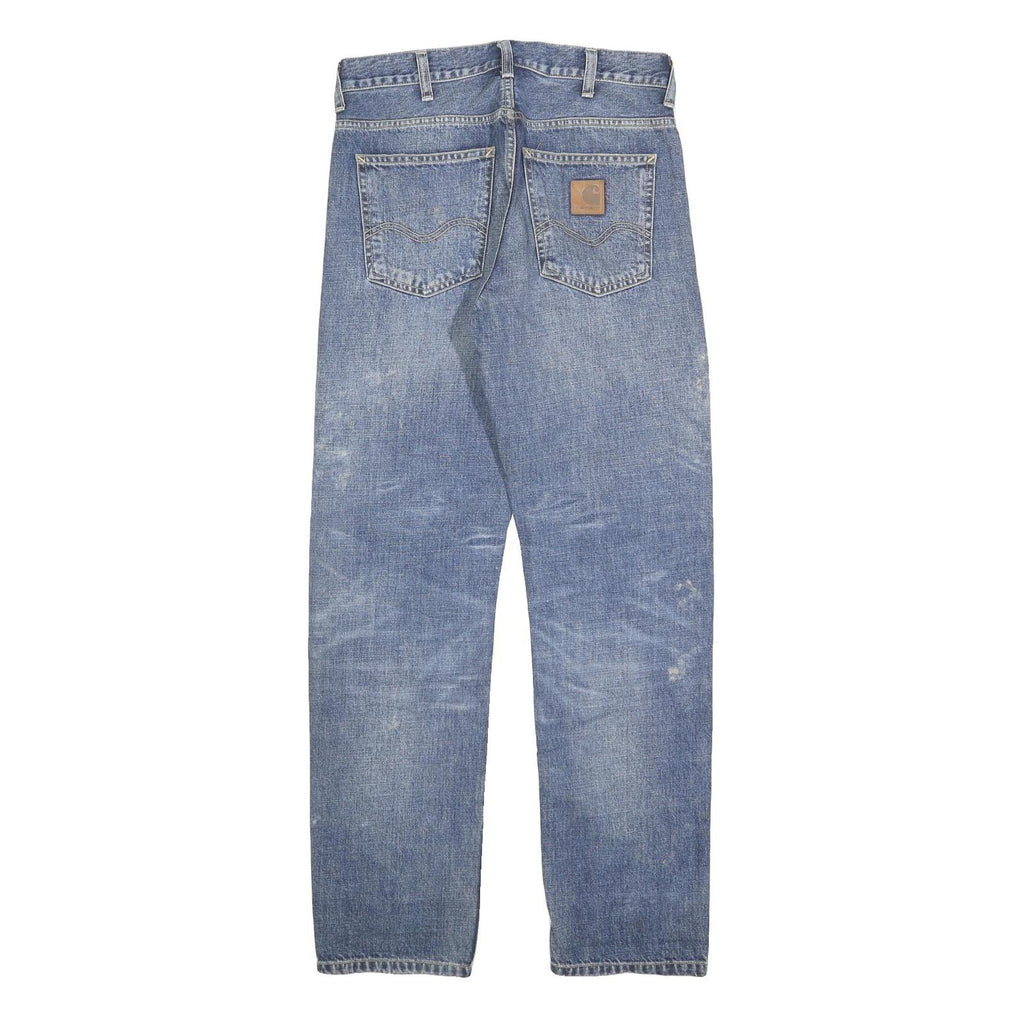 CARHARTT Mens Relaxed Blue Denim Medium Wash W28 L32 Workwear Durable Zip Jeans