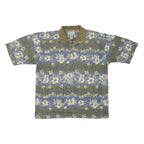 CUTTER & BUCK Mens Blue & Green Floral Short Sleeve Polo Shirt M Cotton Blend