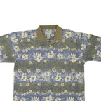 CUTTER & BUCK Mens Blue & Green Floral Short Sleeve Polo Shirt M Cotton Blend