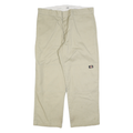DICKIES Mens Cotton Blend Beige Loose Fit Straight Leg Trousers W40 L30 Workwear
