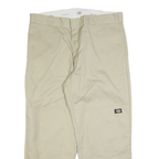 DICKIES Mens Cotton Blend Beige Loose Fit Straight Leg Trousers W40 L30 Workwear