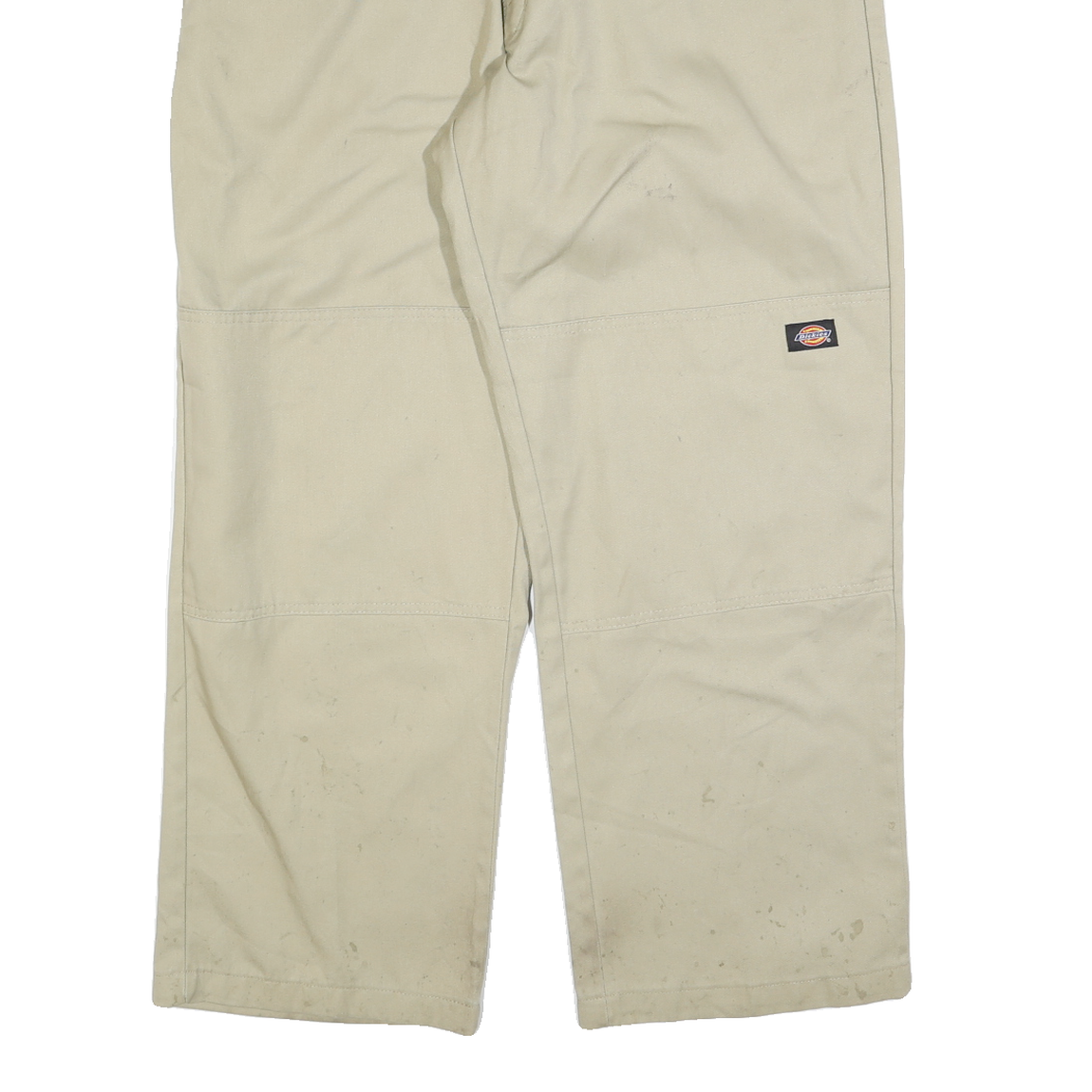 DICKIES Mens Cotton Blend Beige Loose Fit Straight Leg Trousers W40 L30 Workwear