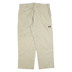 DICKIES Mens Cotton Blend Beige Loose Fit Straight Leg Trousers W40 L30 Workwear