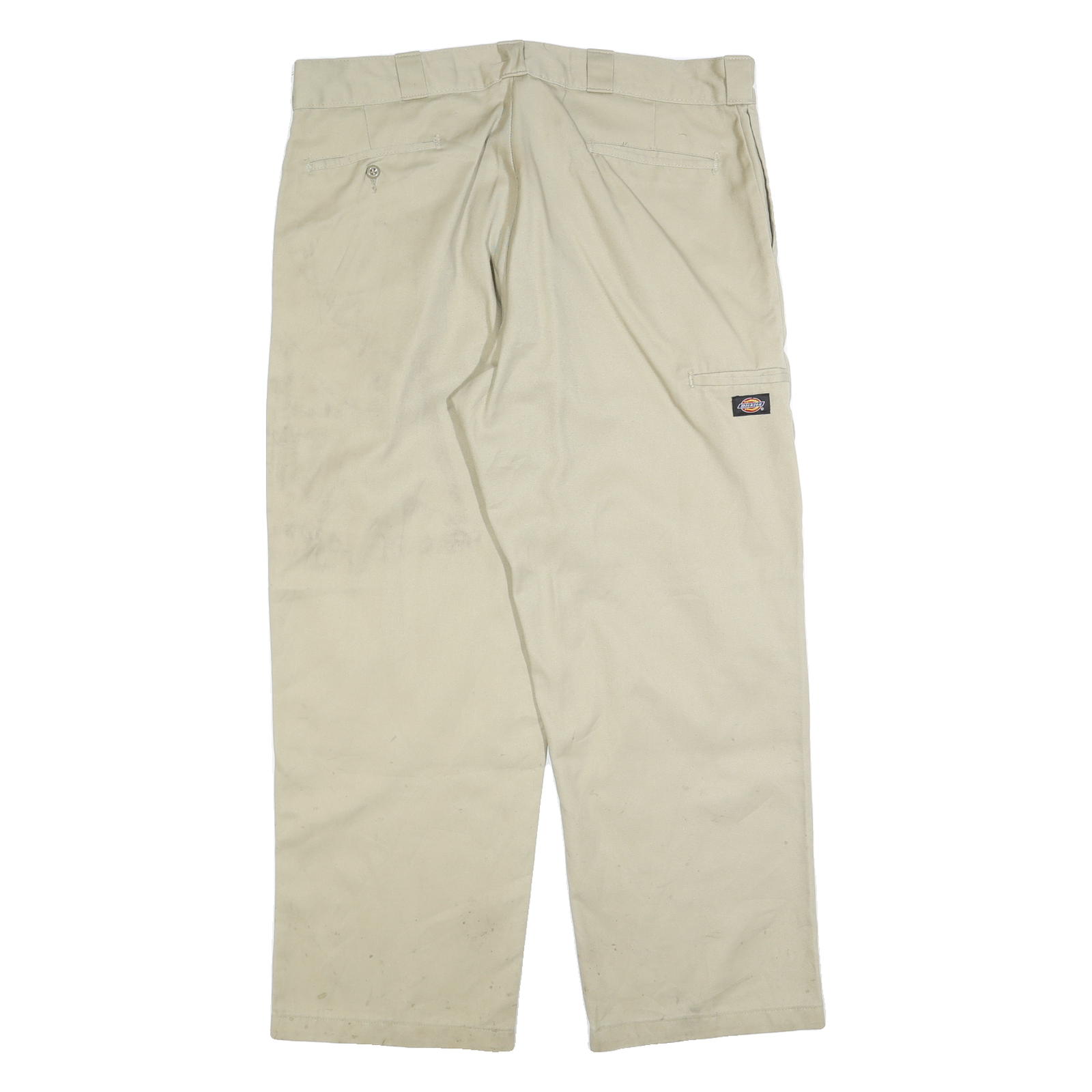 DICKIES Mens Cotton Blend Beige Loose Fit Straight Leg Trousers W40 L30 Workwear