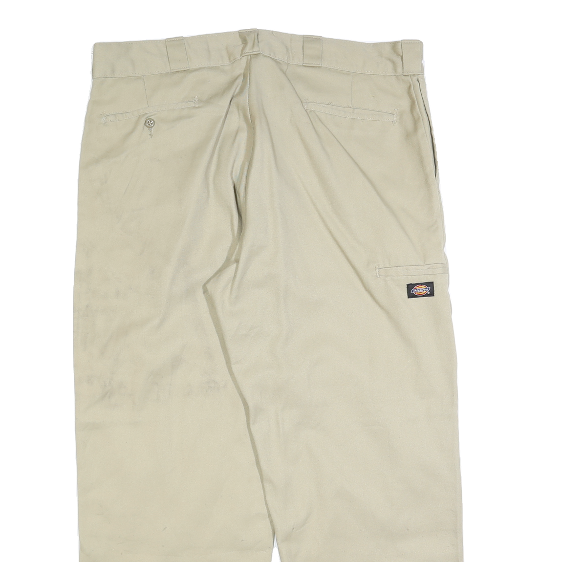 DICKIES Mens Cotton Blend Beige Loose Fit Straight Leg Trousers W40 L30 Workwear